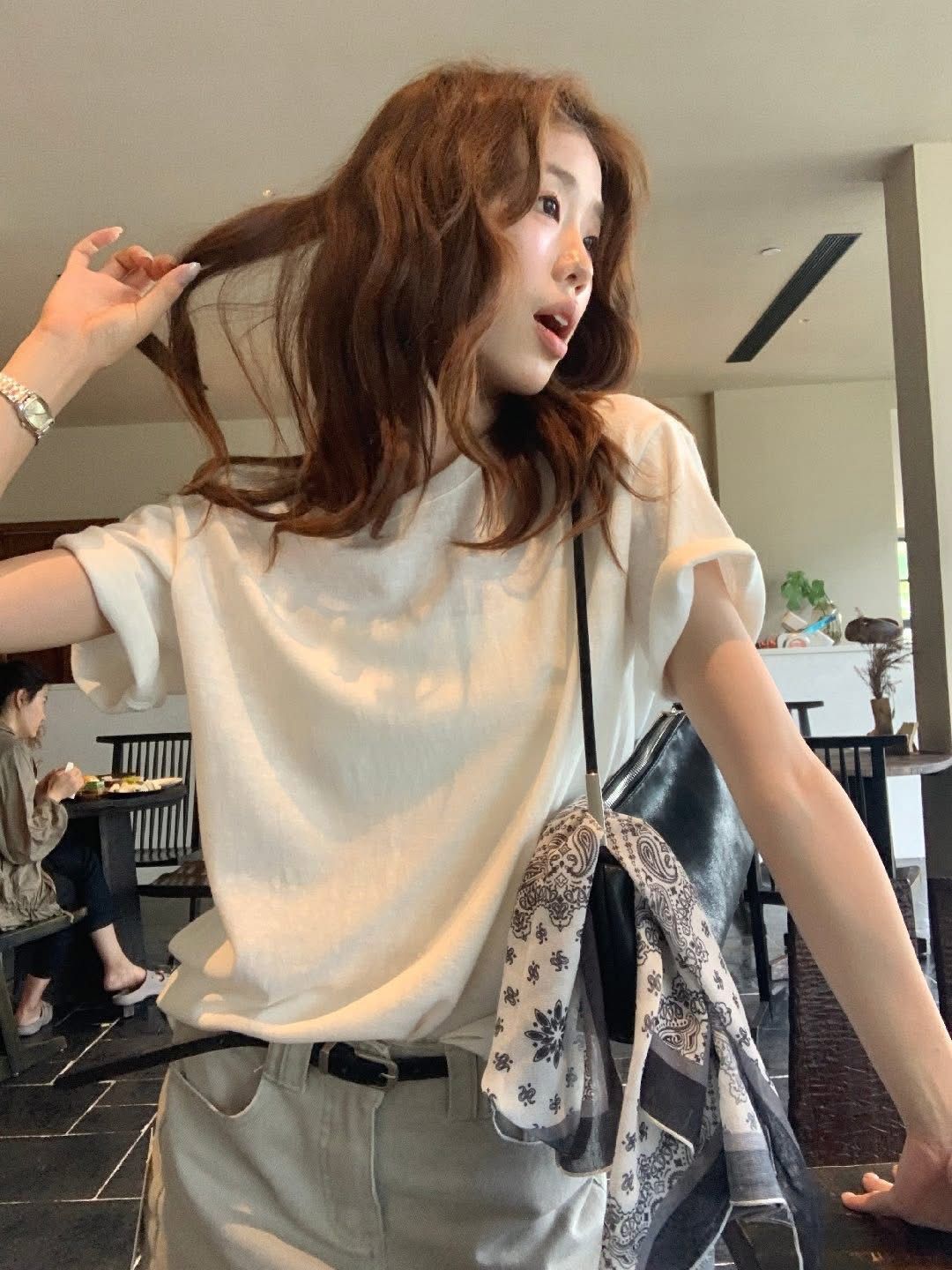 韓版 26S/S -#10098-淨色麻料tee