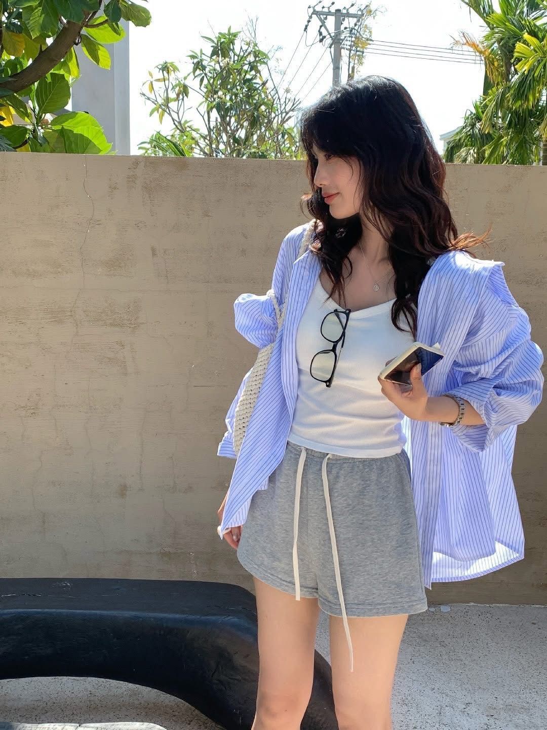 韓版 26S/S -#10199-條紋亮色大版襯衣