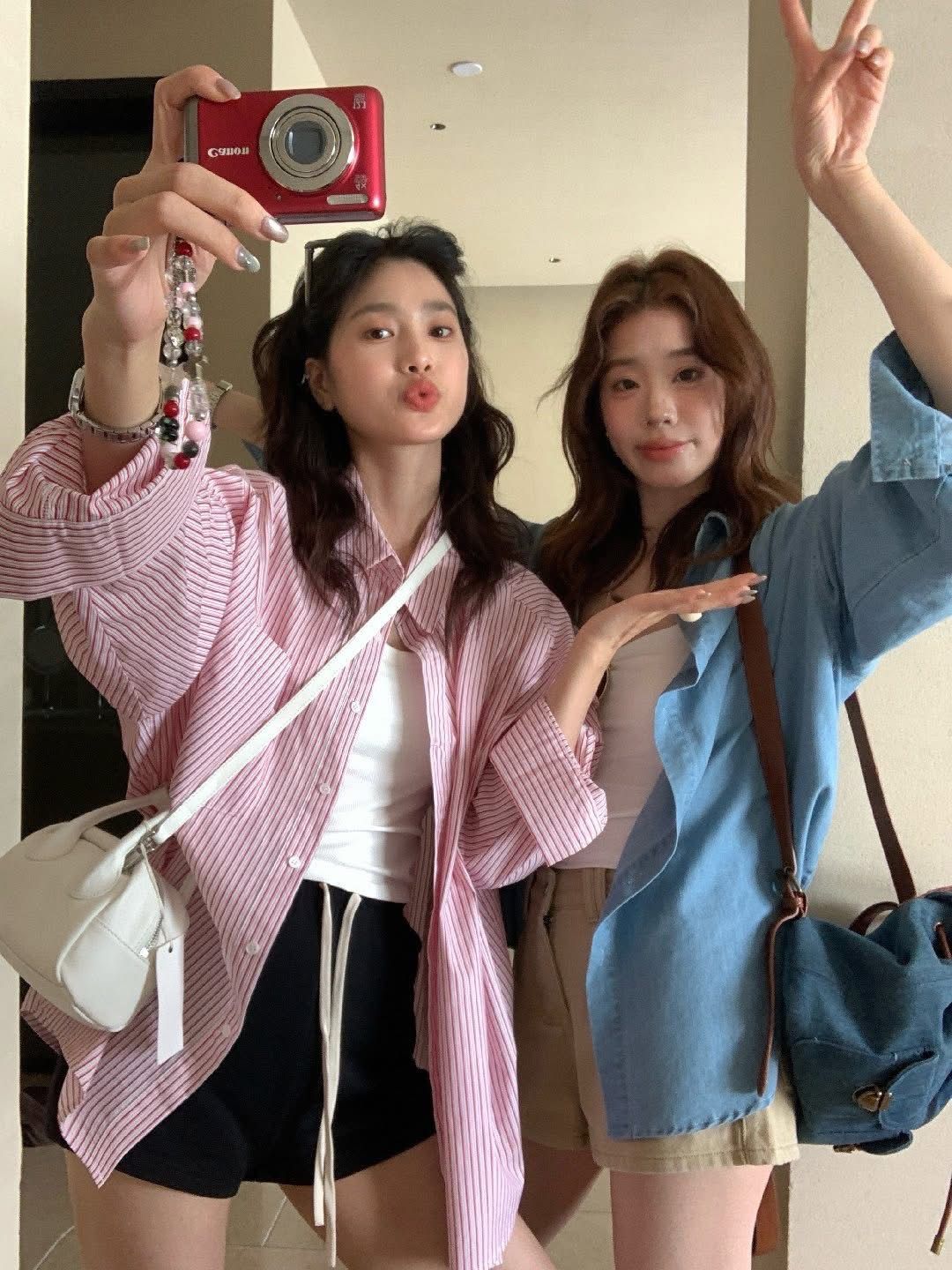 韓版 26S/S -#10199-條紋亮色大版襯衣