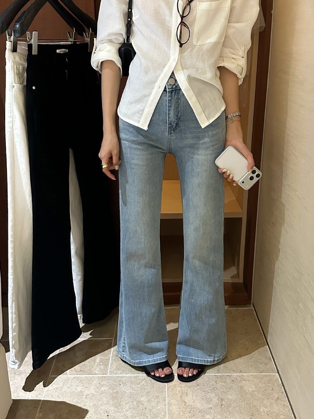 韓版 26S/S -#D2802-通勤高腰顯瘦休閒牛仔褲