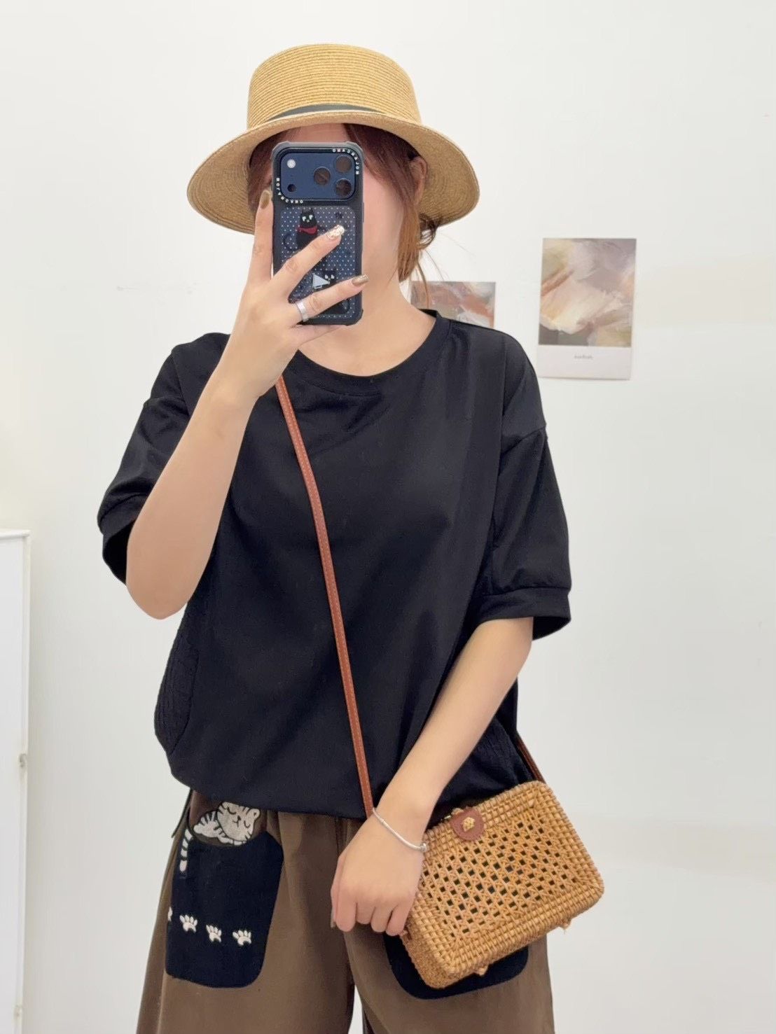 韓國??拼接下抽繩設計上衣