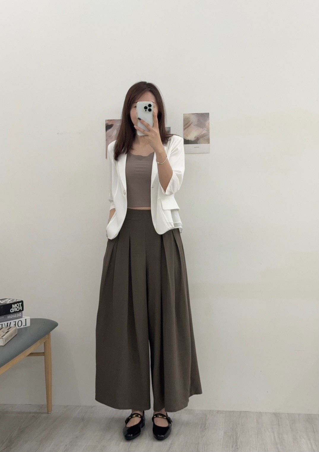 韓國??裙感寬口褲