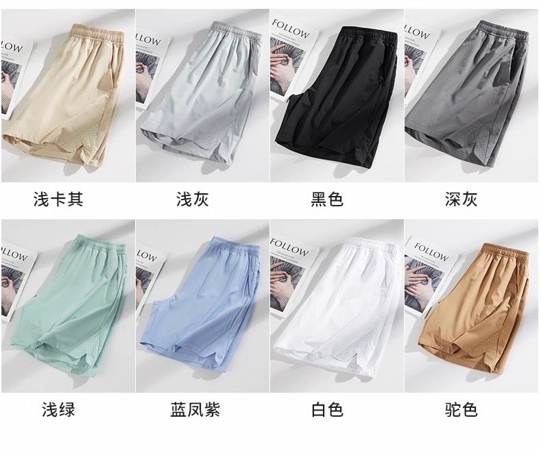 爆款夏季跑步短褲透氣寬鬆大尺寸彈力運動速乾冰絲五分褲