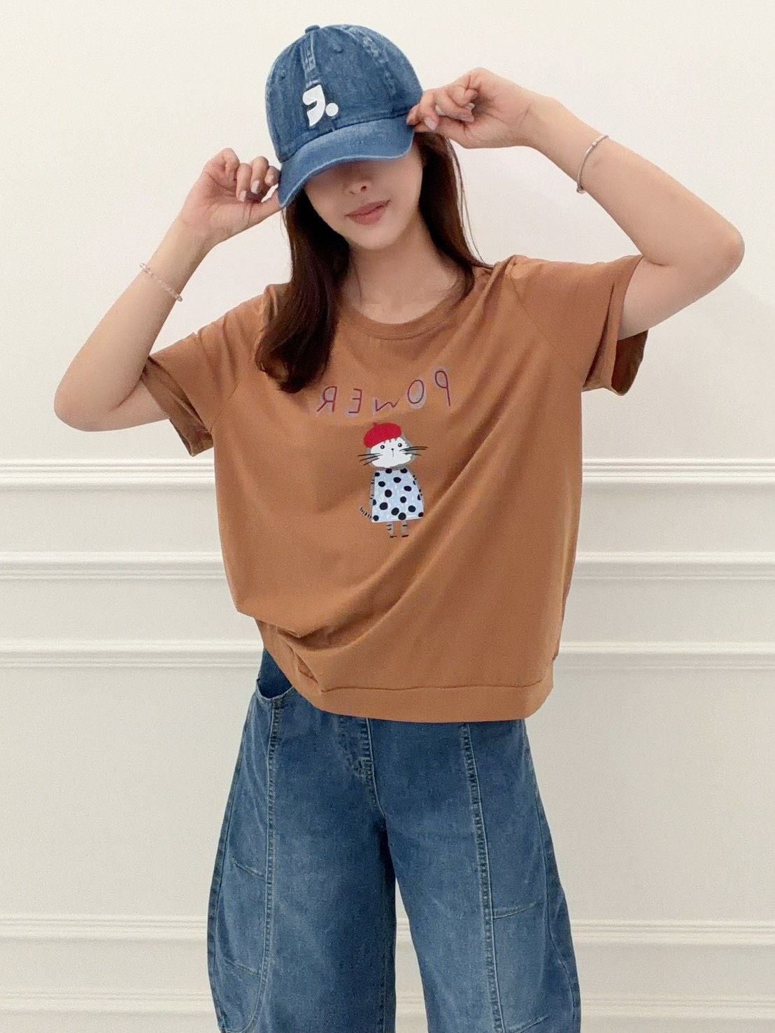 306-4257新款韓國??冰棉小狸貓上衣