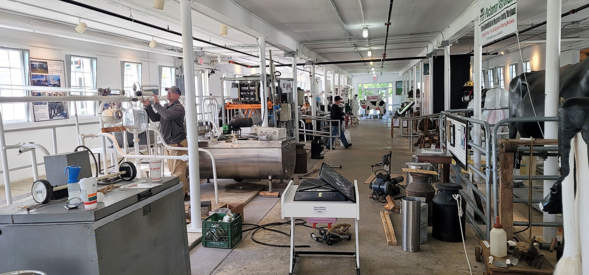 Installation of the new vacuum milker exhibit