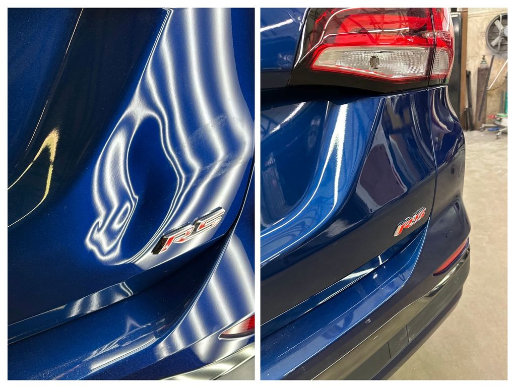 Chevy smashed tailgate succesfully repaired with Paintless Dent Repair