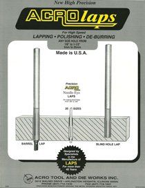 An advertisement for acrolaps lapping polishing and de-burring