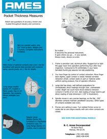 A poster for pocket thickness measures by ames