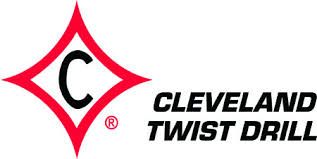 The logo for cleveland twist drill is a red and black diamond.