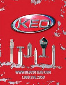 A red poster with a keo logo on it