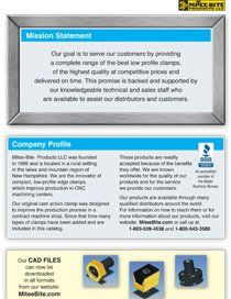 A mission statement and company profile for a company