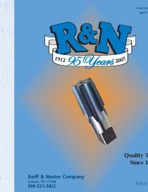 A blue r & n catalog with a tap on it