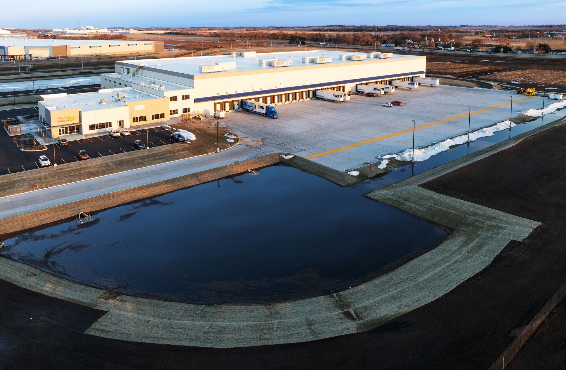 Drone photo of the New LAC Facility rention pond