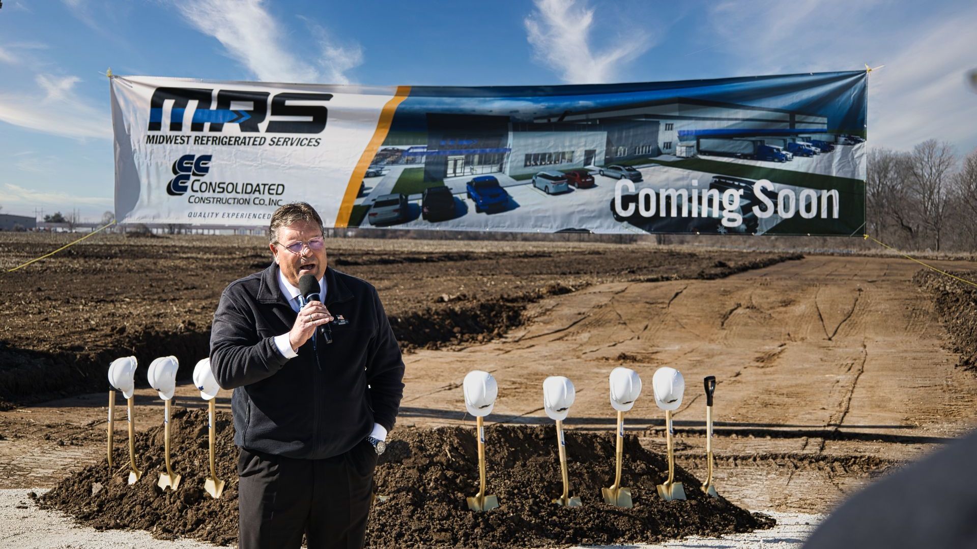 Mayor of Belvidere, Illinois - Clint Morris, speaking at the groundbreaking event.