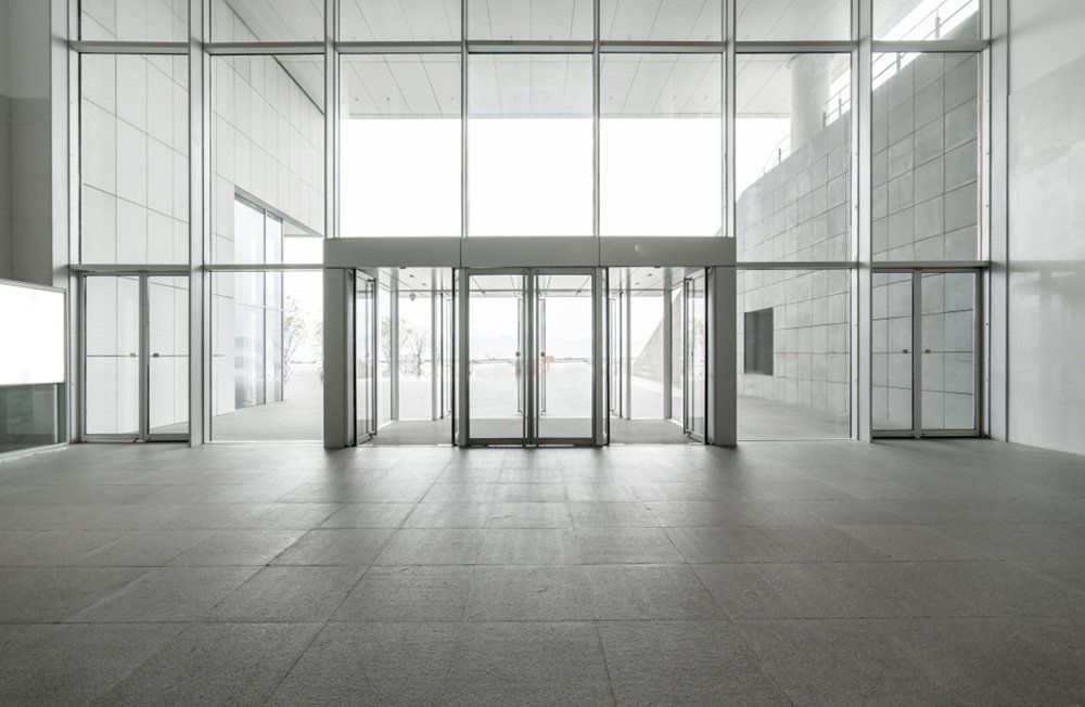 Entrance hall and empty floor tile, interior space