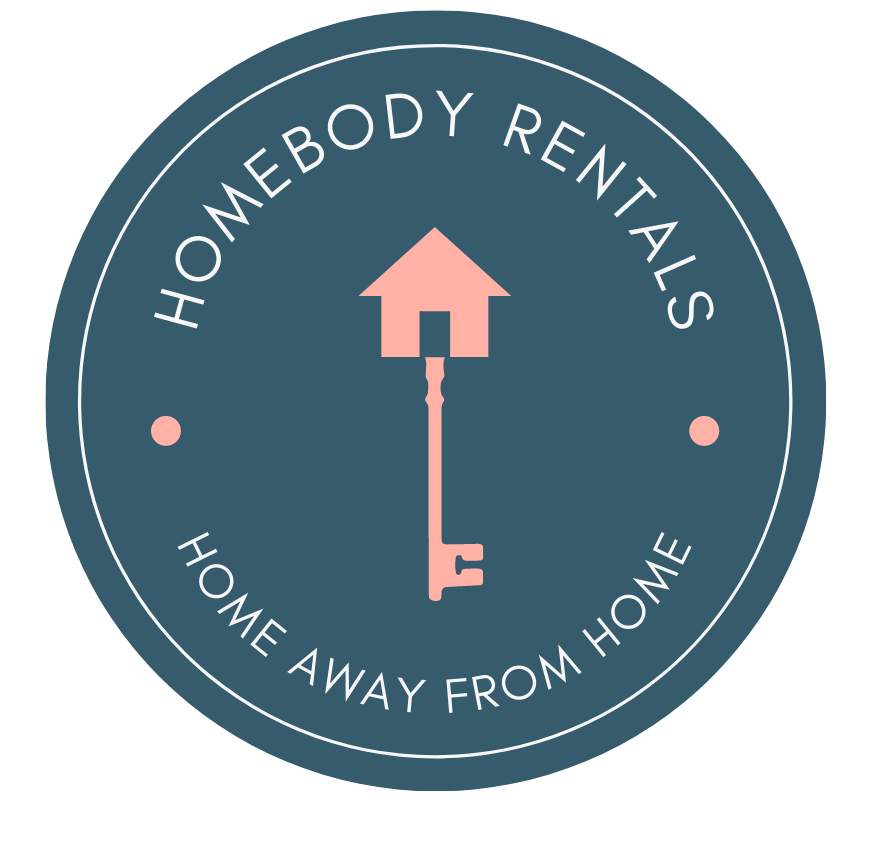 A logo for homebody rentals home away from home