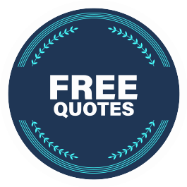 A blue circle with the words free quotes on it