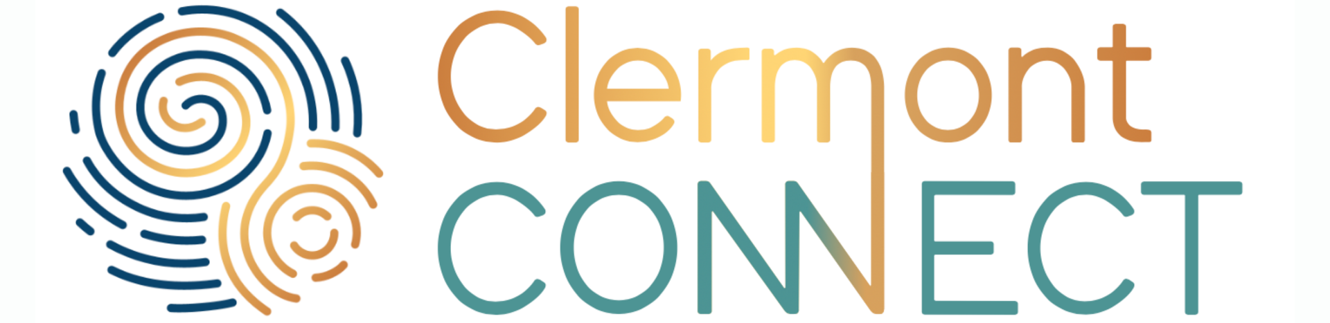 Logo for Clermont Connect: swirl graphic with text 