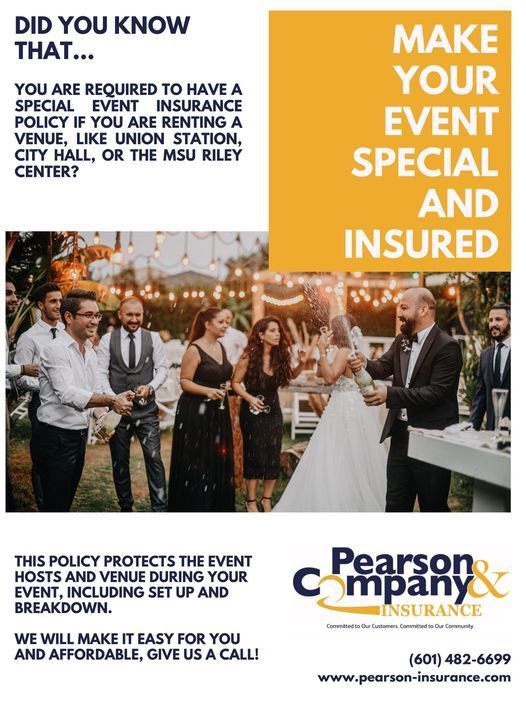 Event Insurance for Weddings, Parties, Conferences and Special Events!