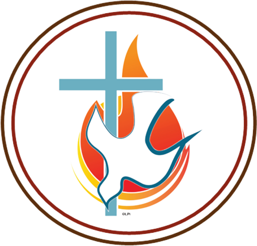 A logo for a church with a dove and a cross