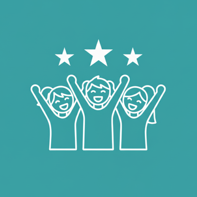 A white teepee icon on a blue background.