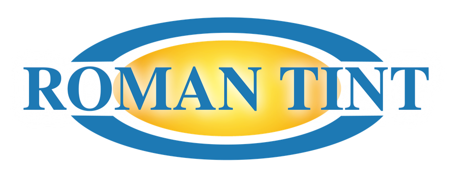 A roman tint logo with a blue circle around it