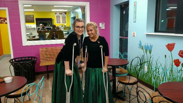 Disabled girls at the ice cream shop
