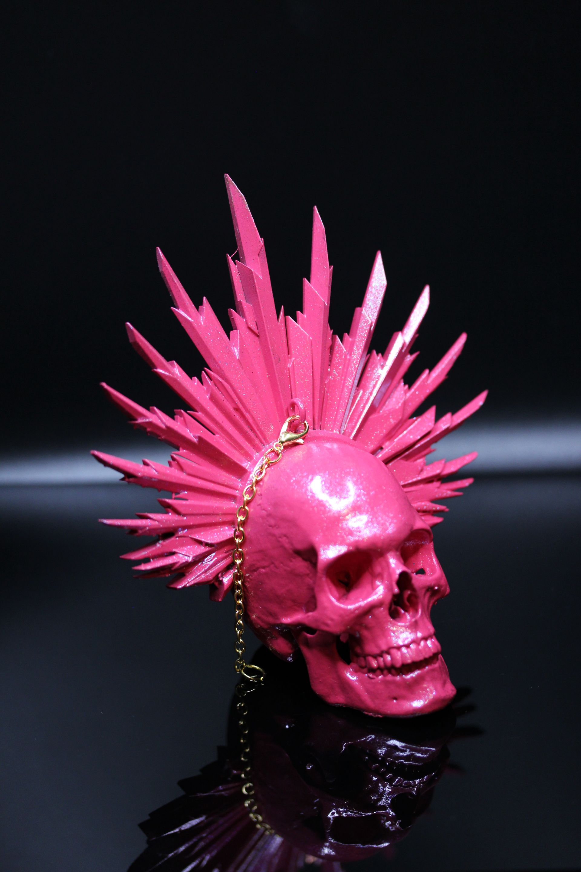 Skull With Rays:  Bubble Gum Pink