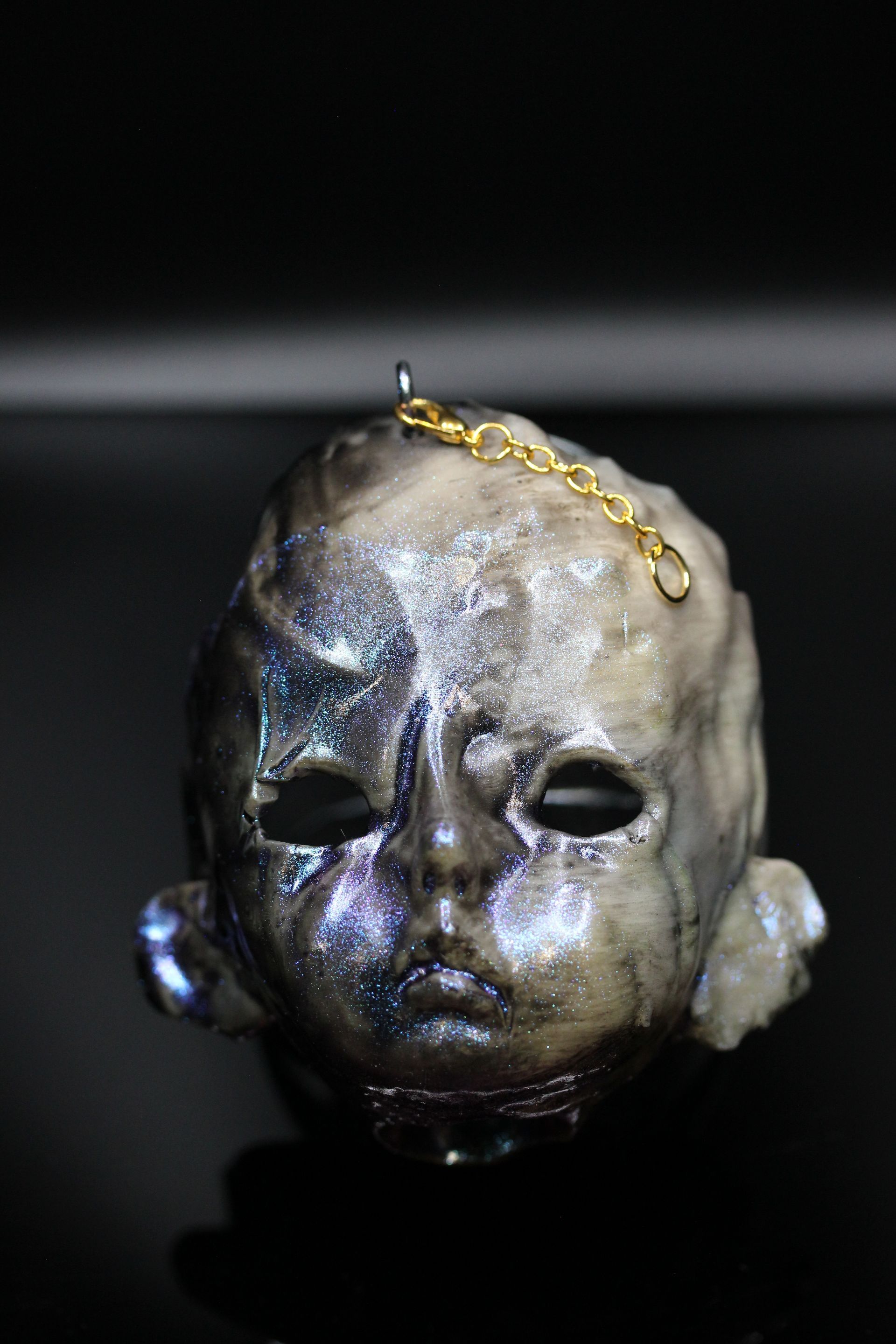 Melted Doll Head: White Antique Luster