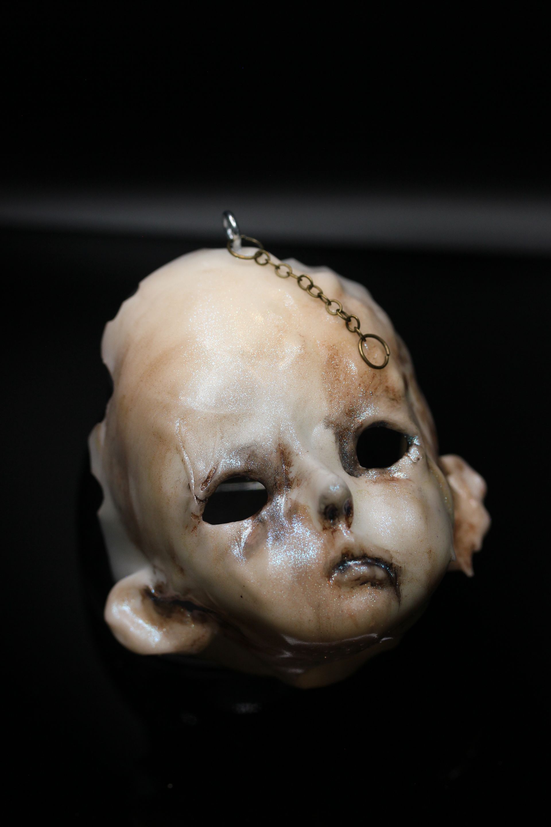 Melted Doll Head:  White Antique