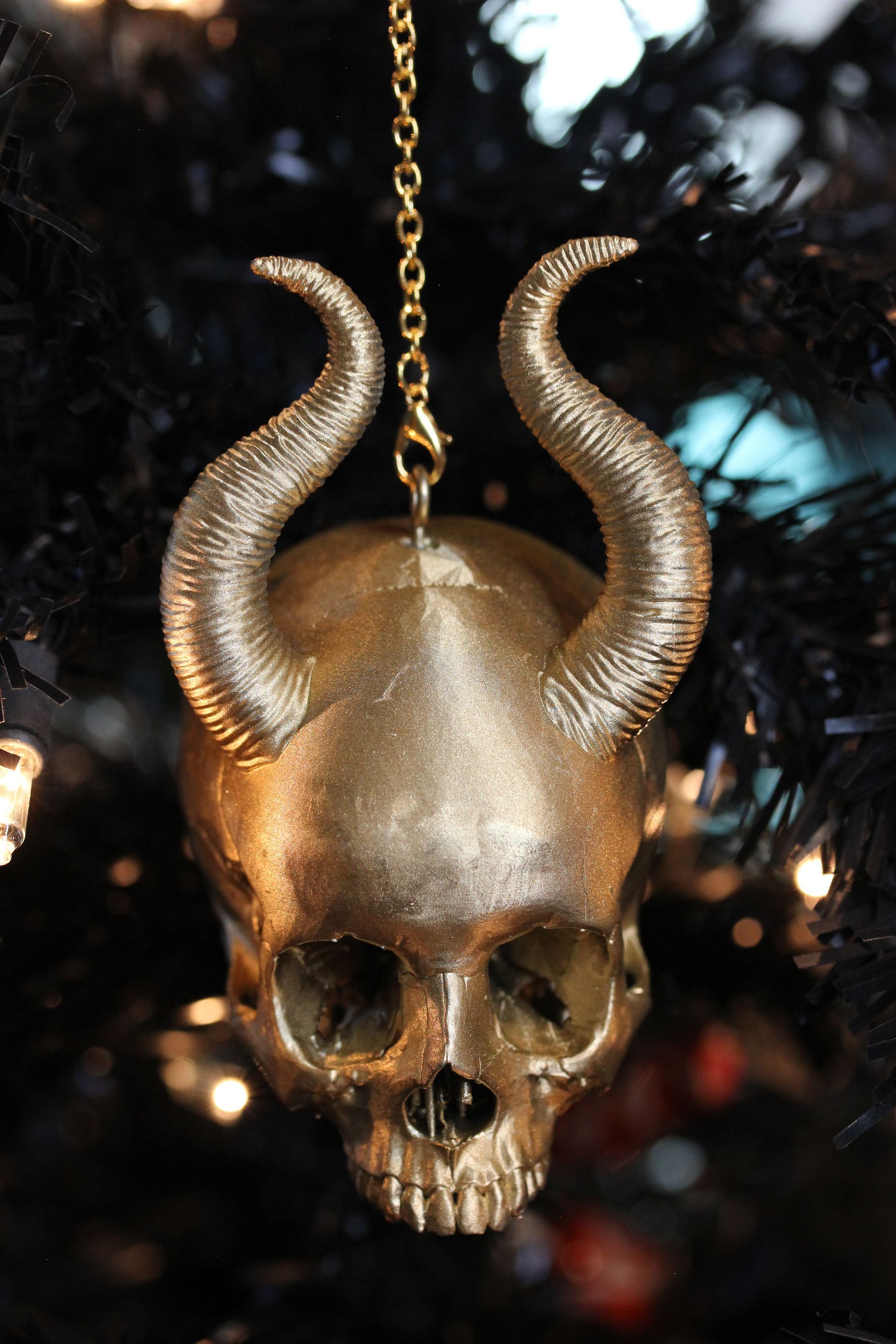 Baby Skull With Horns: Gold