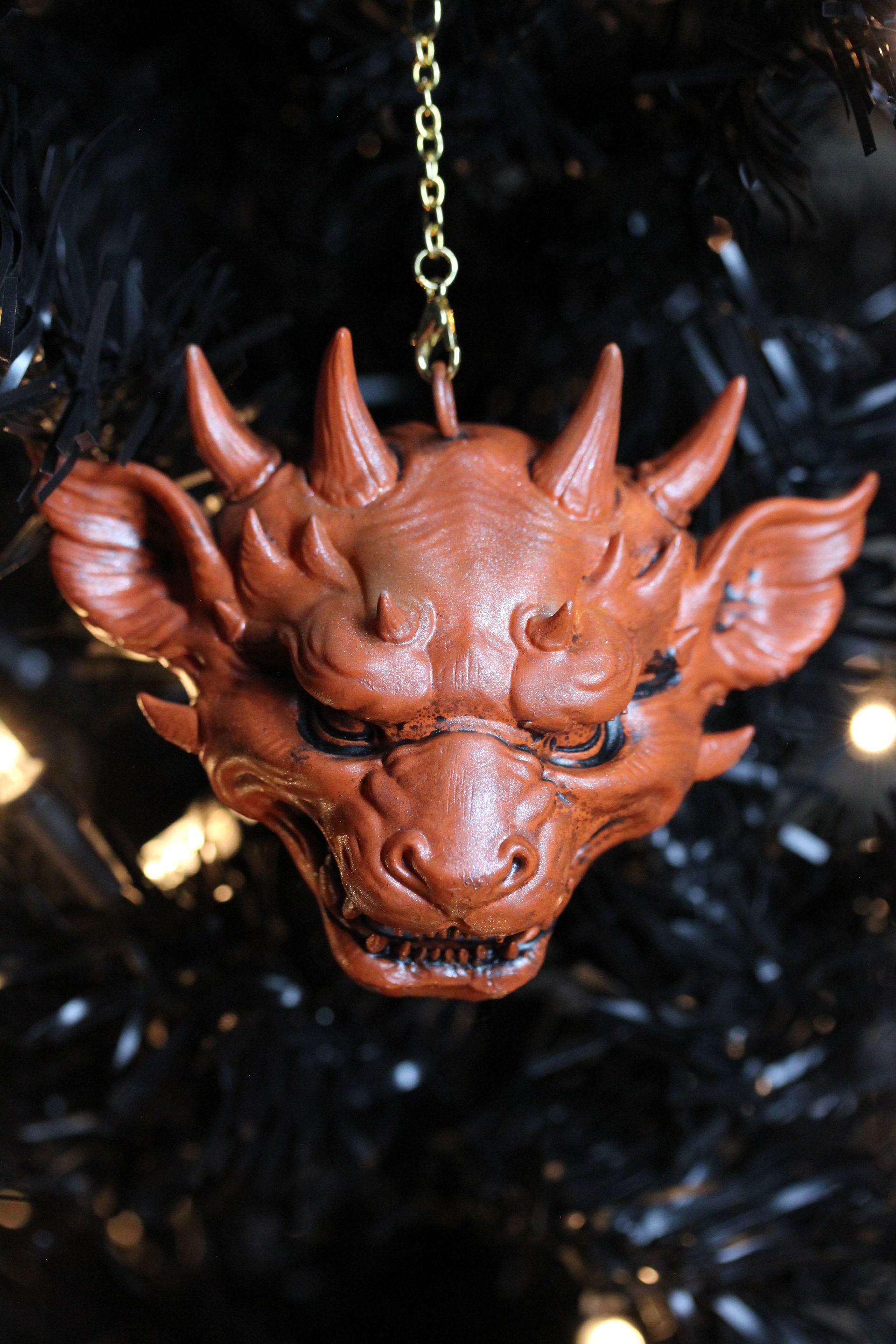 Ornate Dragon Head: Orange Antique