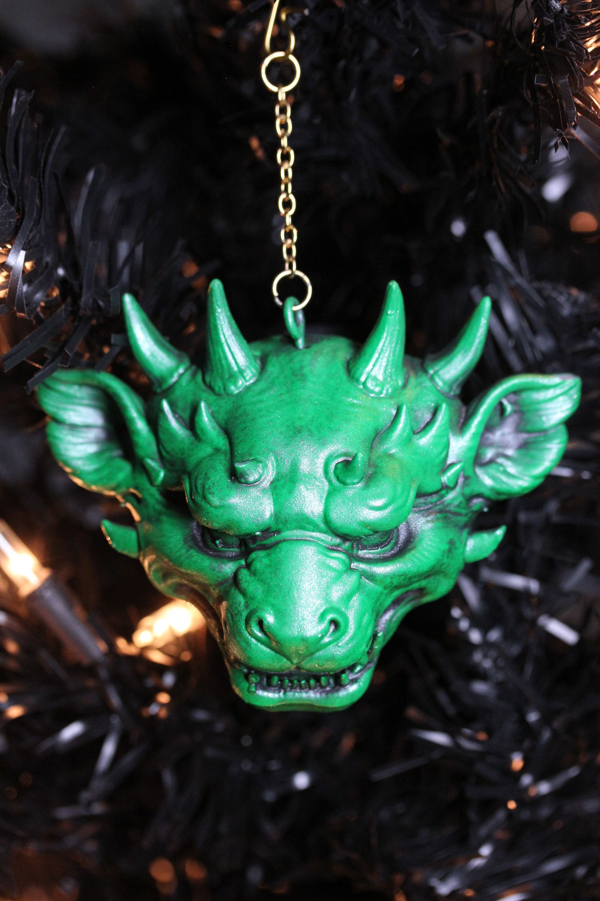Ornate Dragon Head: Green Antique