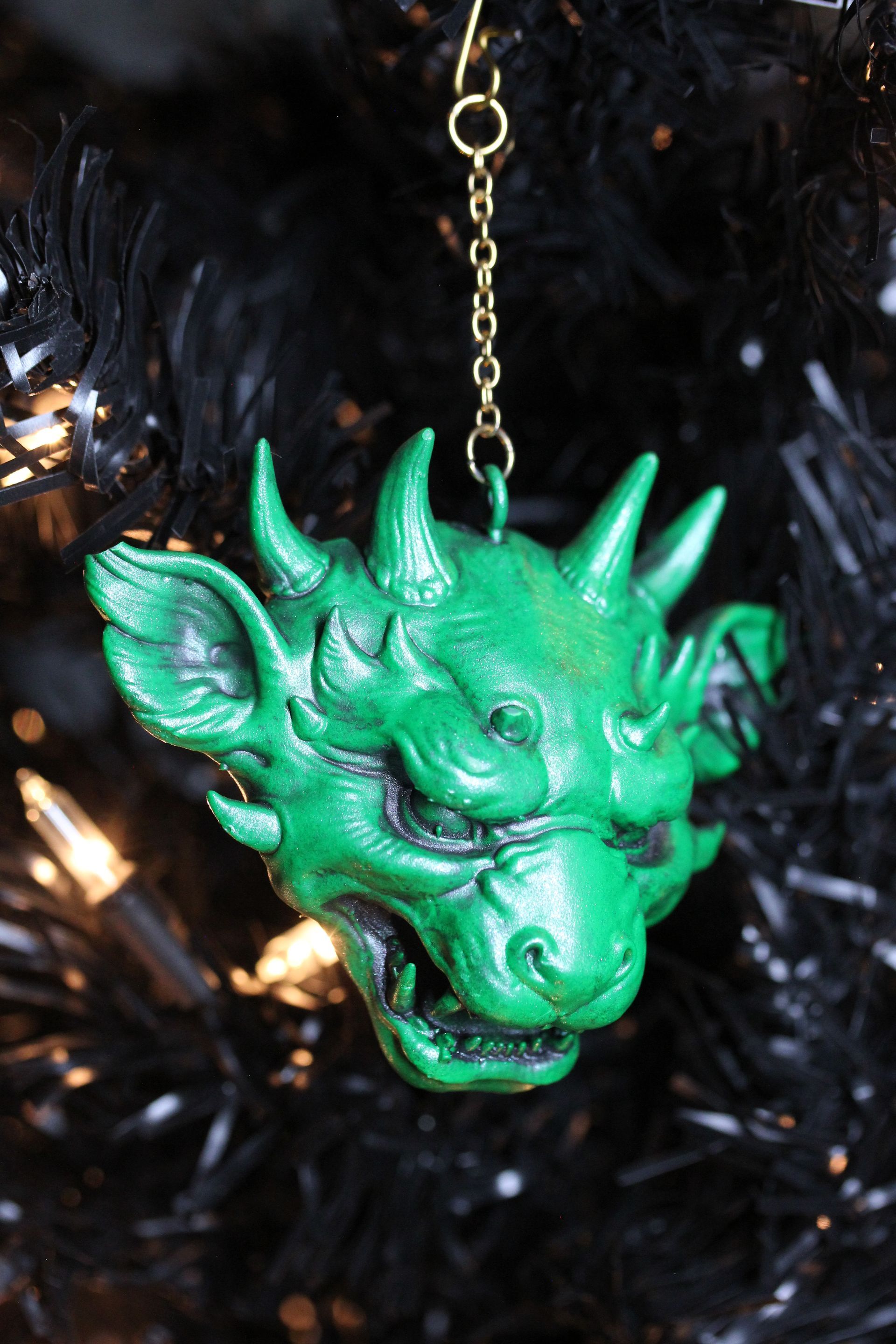 Ornate Dragon Head: Green Antique