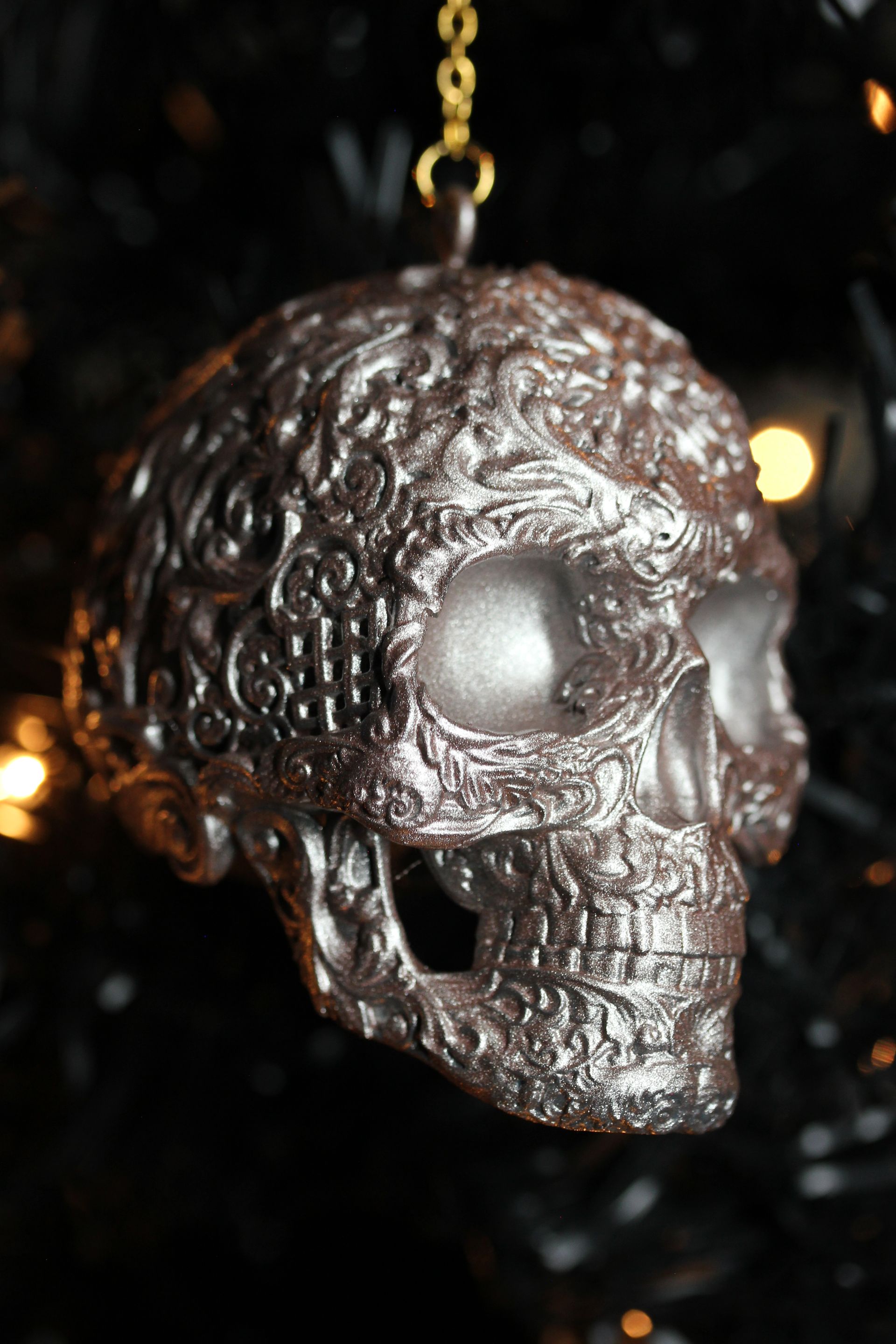 Ornate Sugar Skull: Hammered Metal