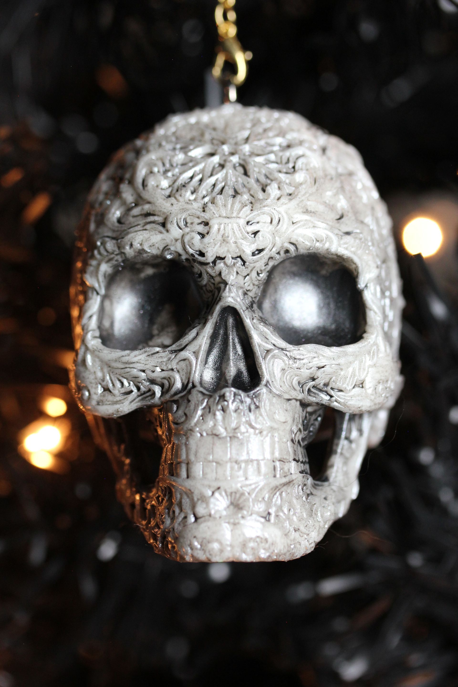 Ornate Sugar Skull: White Antique