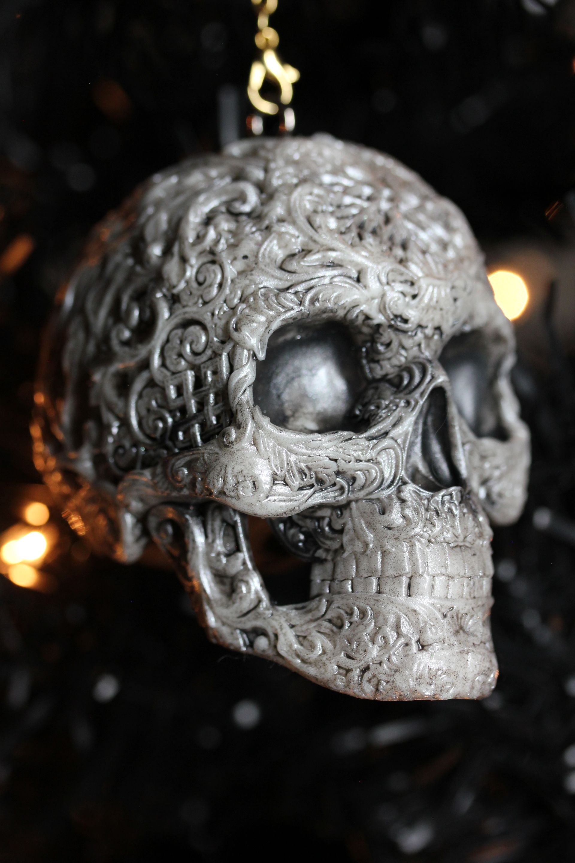 Ornate Sugar Skull: White Antique