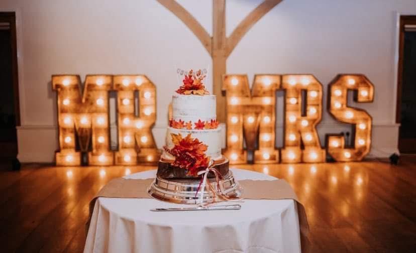 Wedding cake on a table; 