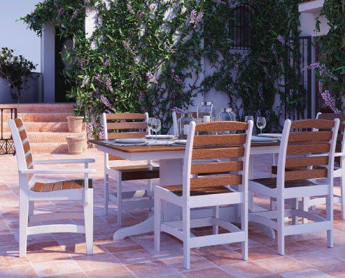 Outdoor dining furniture from Lancaster Iron & Wood
