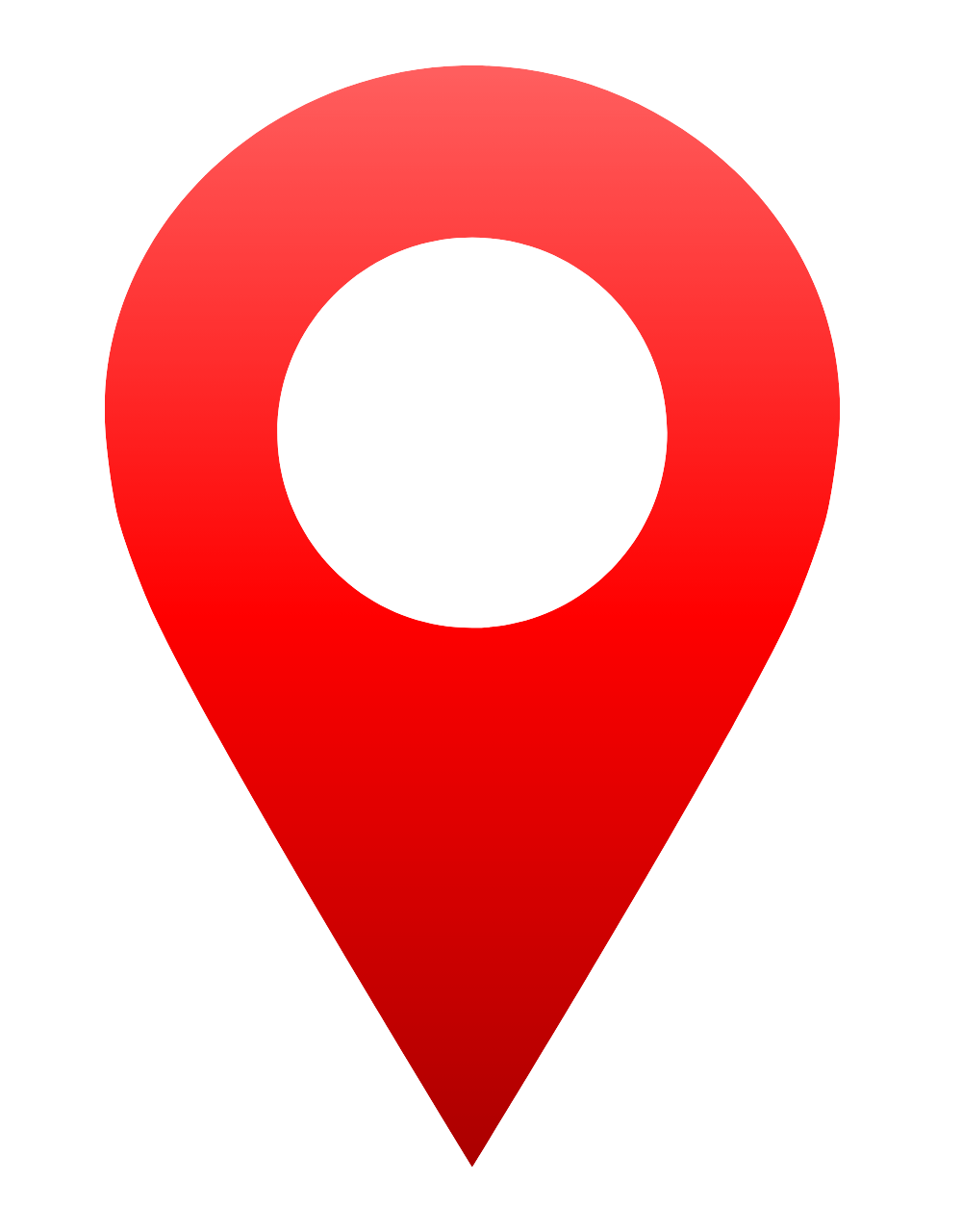 A red map pin with a white circle in the middle