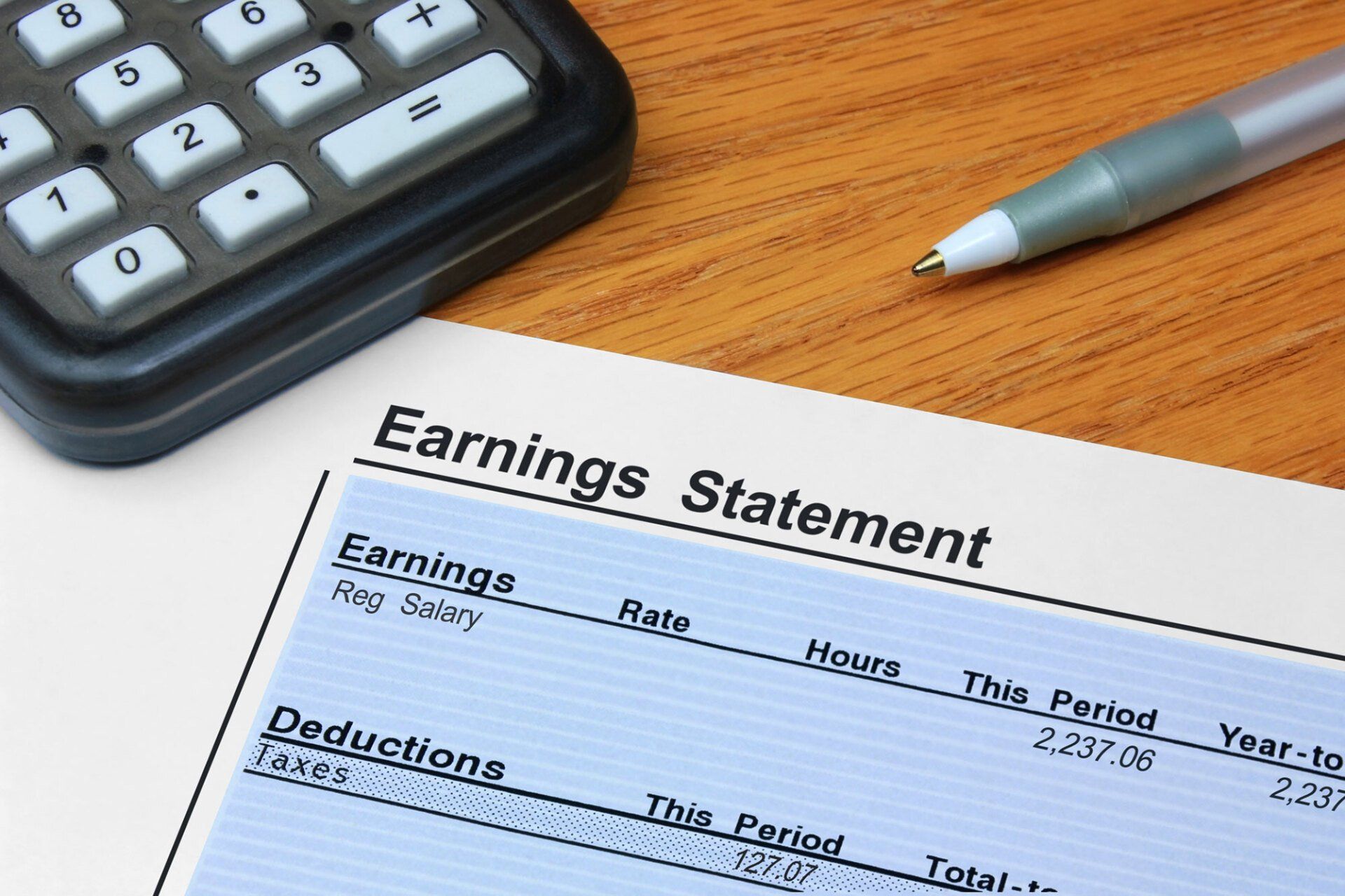 Earnings Statement Showing Earnings and Deductions — Spartanburg, SC — S. Reel Robertson, CPA, PA