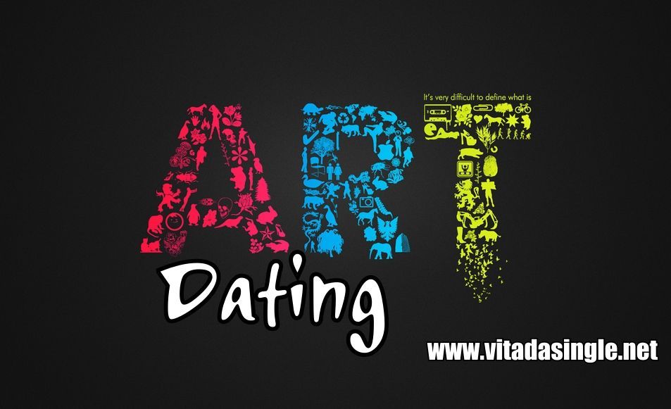 Logo di Art Dating su sfondo nero. Lettere 