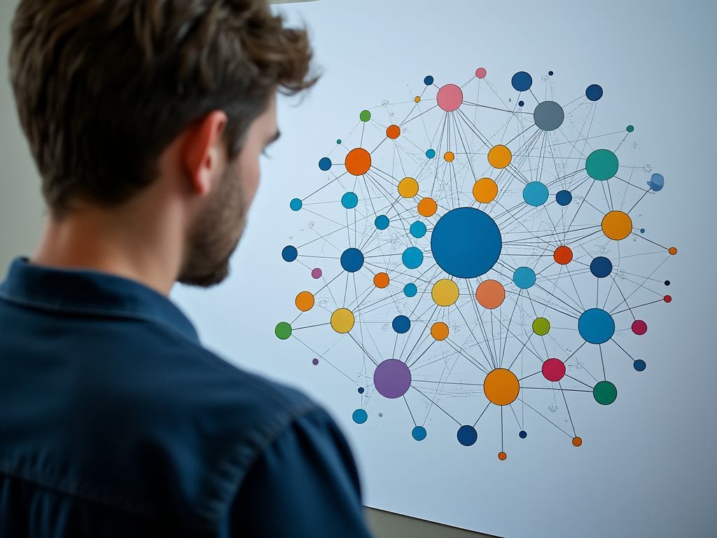 Un uomo sta guardando un diagramma colorato