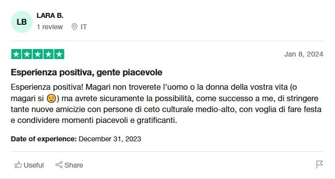 Uno screenshot di una recensione di lara b. su vitadasingle.net