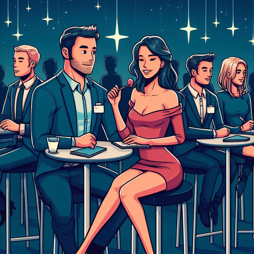 gruppo di single sedute a tavoli per lo speed date