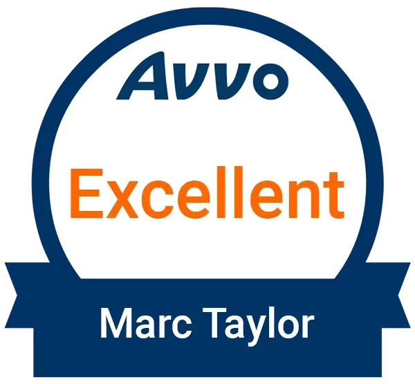 A badge that says avvo excellent marc taylor