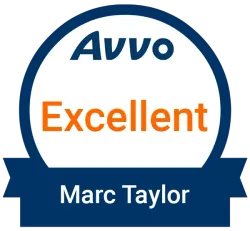 A badge that says avvo excellent marc taylor