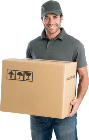 Happy Courier With Box - Lancaster, NY - M&J Movers, Inc.