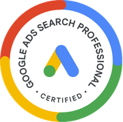 Google Ads Search Professional certification badge: a circular design with the Google 