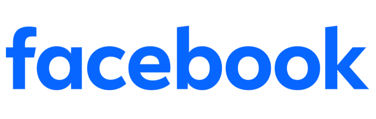 The facebook logo is blue and white on a white background.